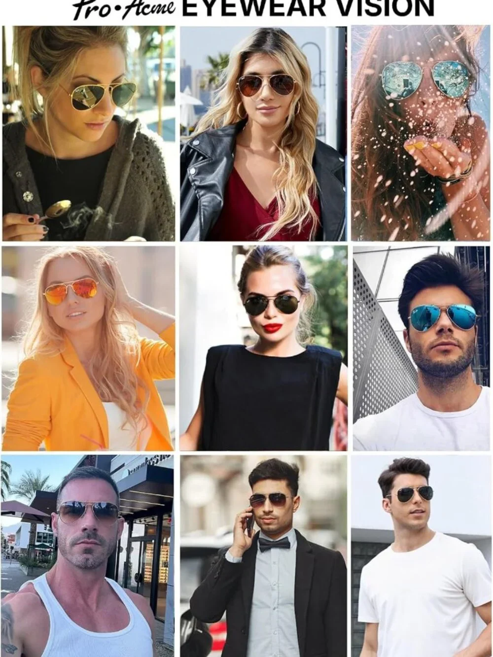 Classic Aviator Sunglasses with Glass Lens, Metal Frame, UV400 Protection for